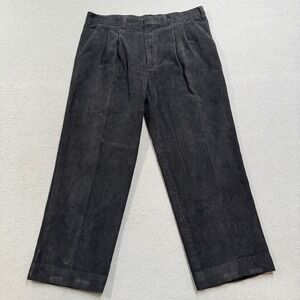 Vintage 90s Corduroy Pants Mens 38x25 Black Pleated Wide Leg Relaxed Harbour One